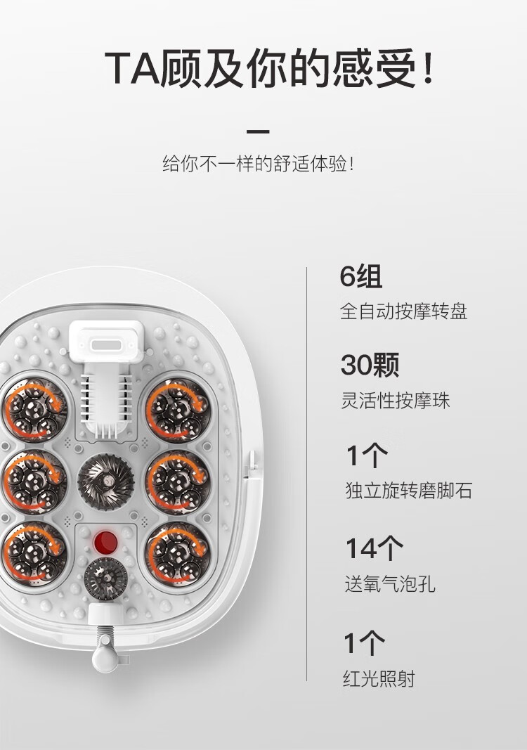 泰昌（Taicn)熏蒸足浴盆全自动自动按摩加热泡脚桶浴足机明星推荐礼物 TC-09AZ6H 黑