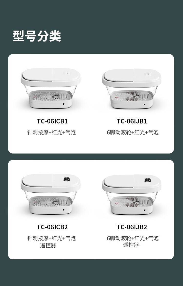 泰昌（Taicn)刘涛推荐 折叠足浴盆 泡脚桶 洗脚盆 按摩加热恒温可折叠智能泡脚盆 家用礼物礼盒装 TC-06IJB2