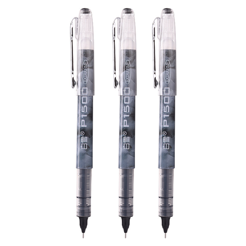 白雪(snowhite)P1500直液式速干走珠笔全针管中性笔签字笔巨能写0.5mm12支/盒 黑色