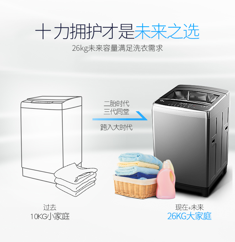 威力洗衣机波轮12/15/20/26kg公斤洗衣机超大容量全自动家用商用智能量衣进水 桶风干 26公斤-XQB260-2189X