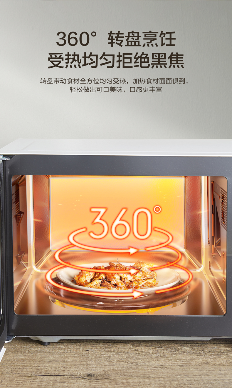 美的（Midea）3-5人用 快捷微波炉 360°转盘加热 旋钮操控 精准控温 五档火力 23升M1-230E 【ZMD安心系列】