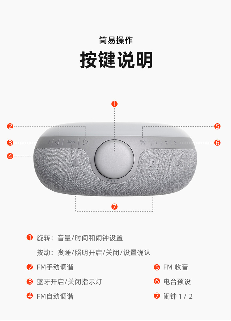 JBL HORIZON 2音乐地平线二代 桌面音箱 卧室迷你音响 蓝牙立体声多媒体音箱 带闹钟收音机充电 夜灯 灰色
