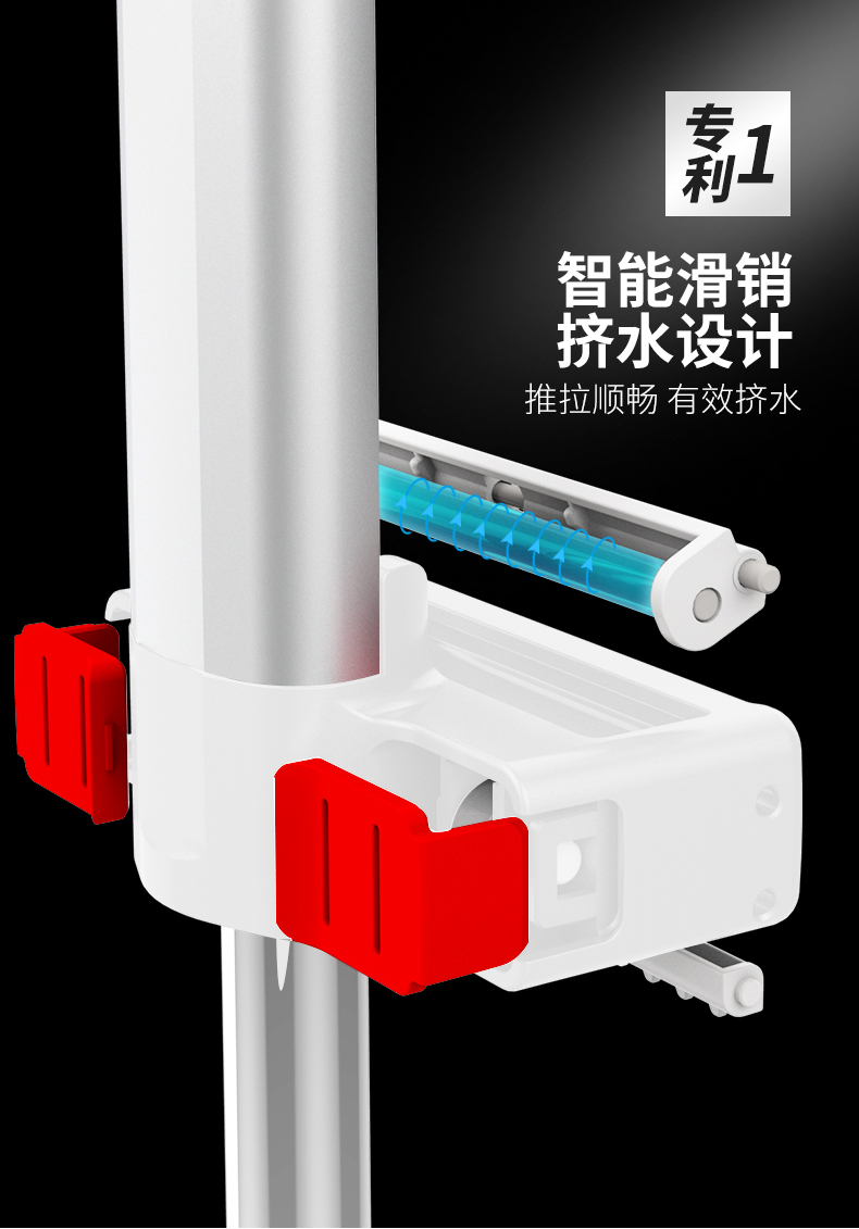 好媳妇免手洗懒人平板旋转拖把不锈钢干湿两用地拖易洁40cm自滤平推HD-7013