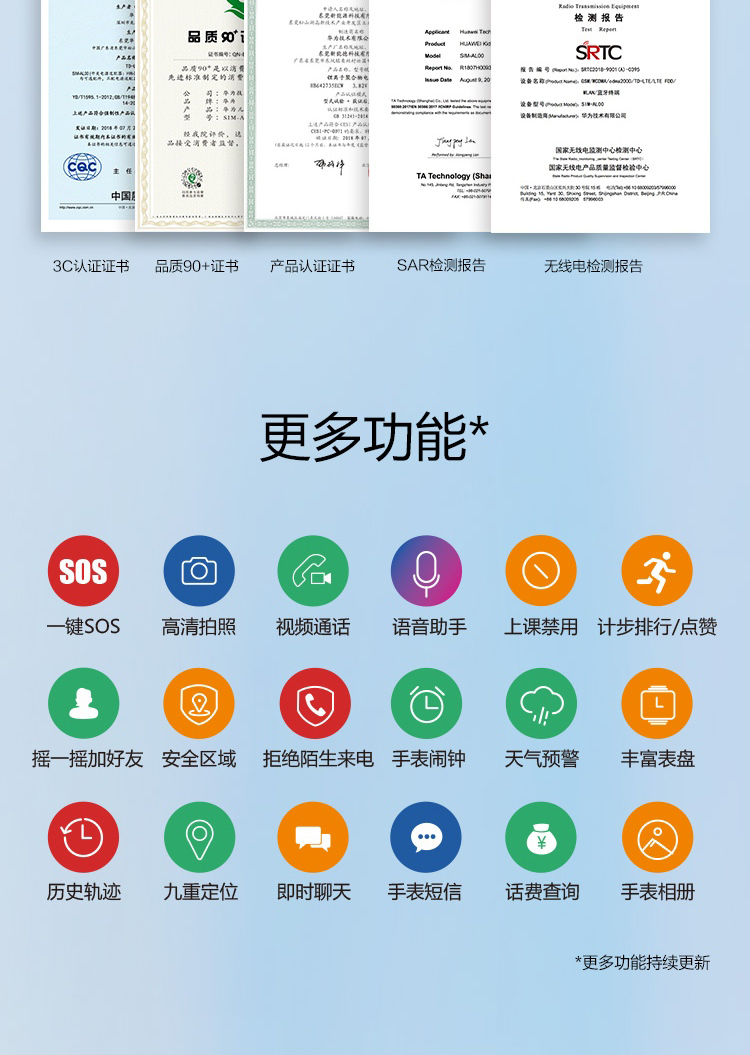 华为（HUAWEI）儿童电话手表 3Pro 4G全网通/视频通话/九重定位/小度助手 星云粉