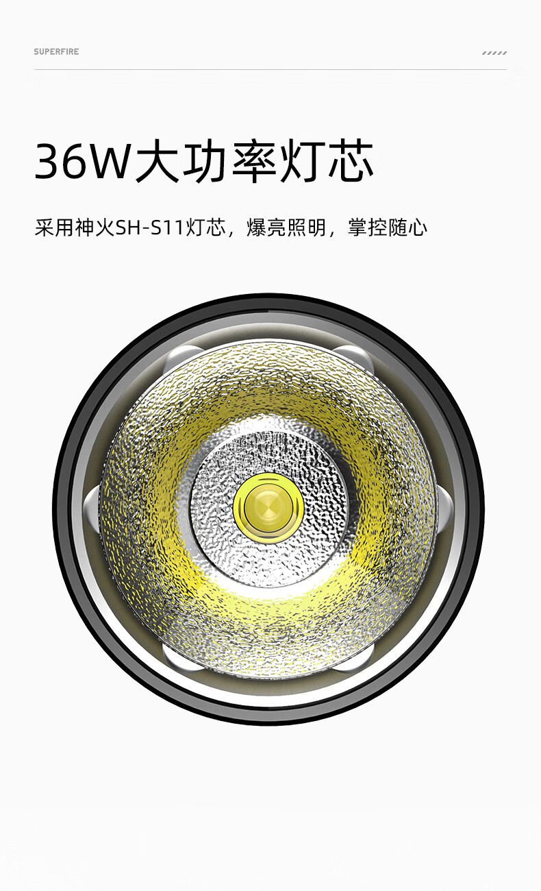 神火（supfire）强光手电筒充电式加长版便携户外骑行应急灯探照灯M5