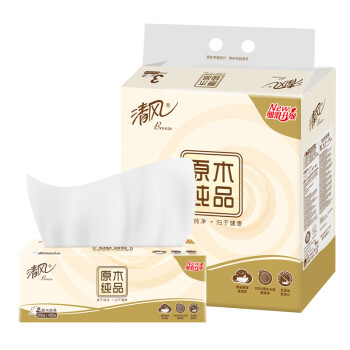 清风(APP) 抽纸  大原木纯品2层200抽*3包软抽 抽取式面巾纸 L码3提（新老包装交替发货）母婴可用 BR38LC1S1