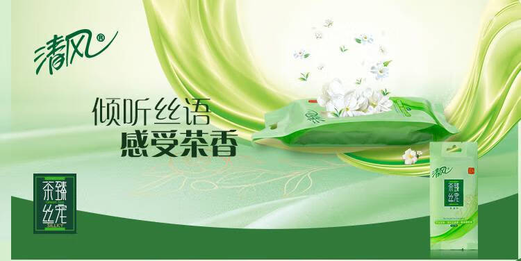 清风 绿茶湿巾独立包装10片绿茶柔湿巾10包100片BWAG10