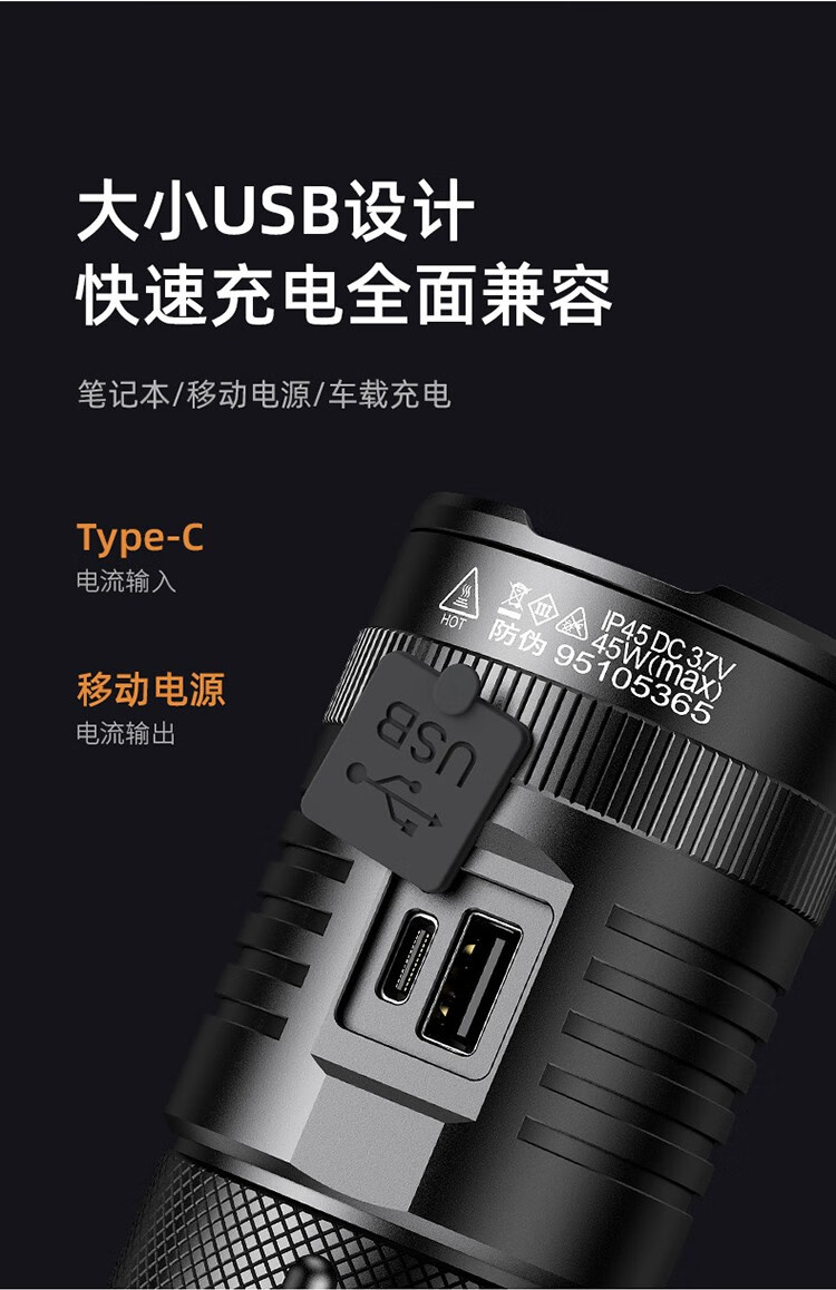 神火（supfire）M6-S强光手电筒超亮远射充电式探照灯应急户外家用