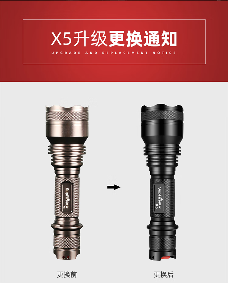 神火（supfire）X5 强光手电筒X5可充电 防水LED远射探照灯