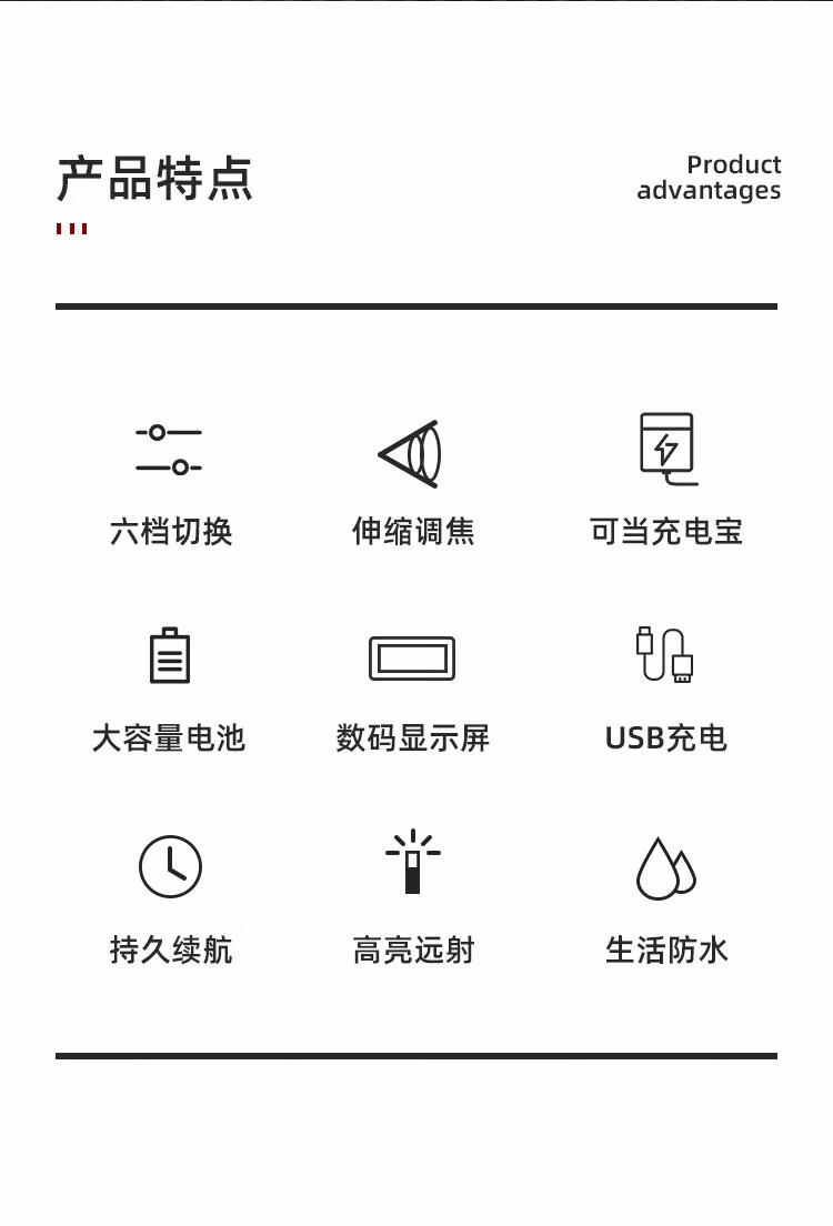 神火（supfire）F15-T强光手电筒led可充电便携迷你户外高亮远射变焦便携定做小户外灯