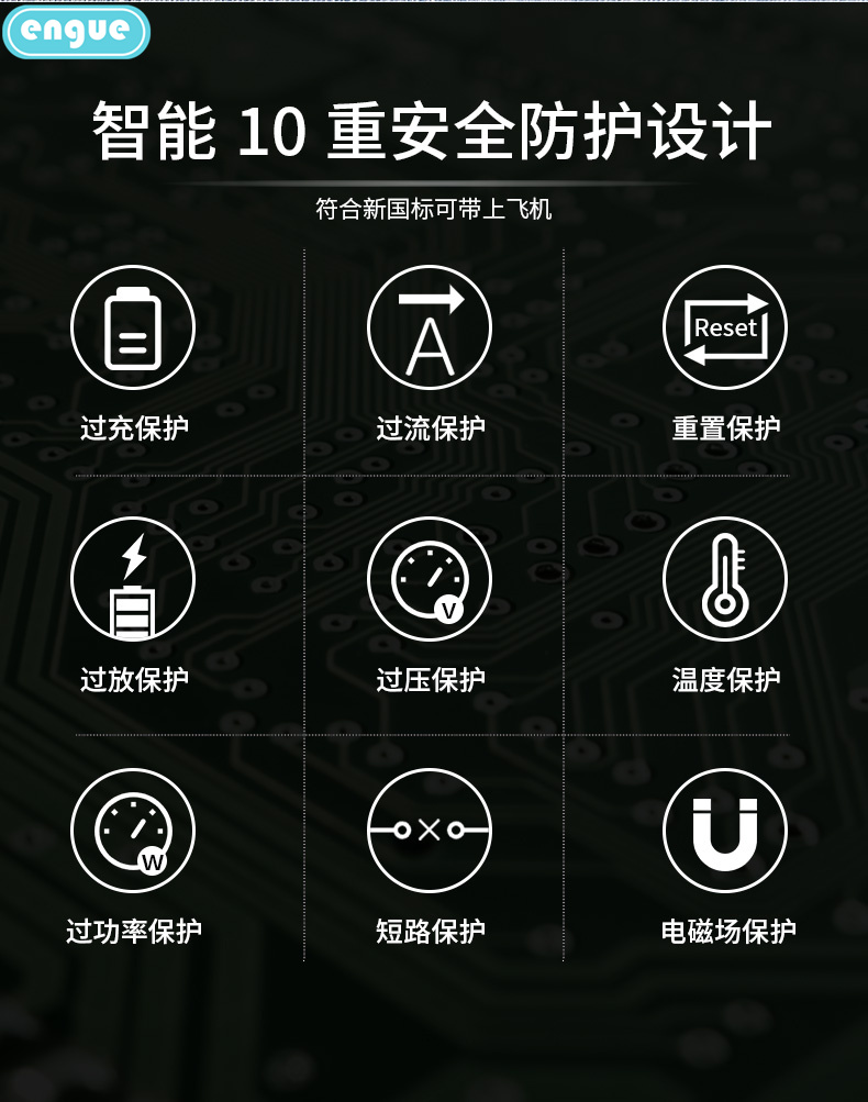 engue恩谷 超薄小巧10000毫安充电宝 大容量快充安卓苹果手机通用 便携手机备用纤薄聚合物电池 EG-LP16