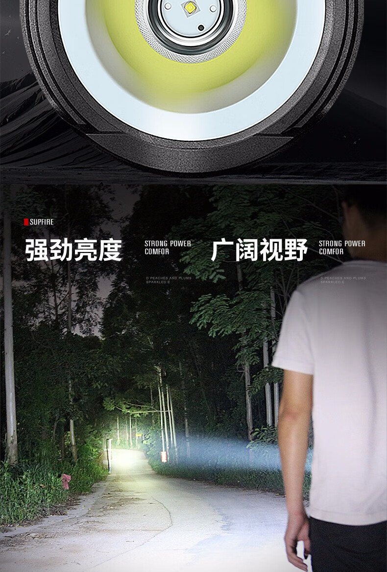 神火（supfire）M9-X 强光手电筒远射超亮led充电式应急灯手提探照灯 黑色