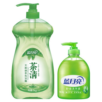 蓝月亮洗手液套装组合 茶清洗洁精1kg*1+芦荟洗手液500g*1
