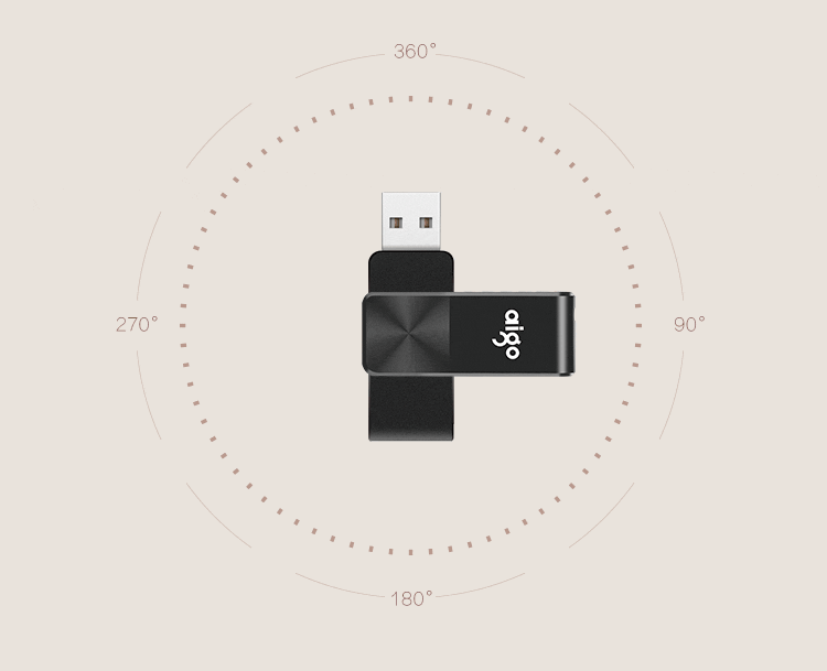 aigo爱国者16GB USB2.0 U盘 U266旋转防护 黑色 CD纹防滑设计