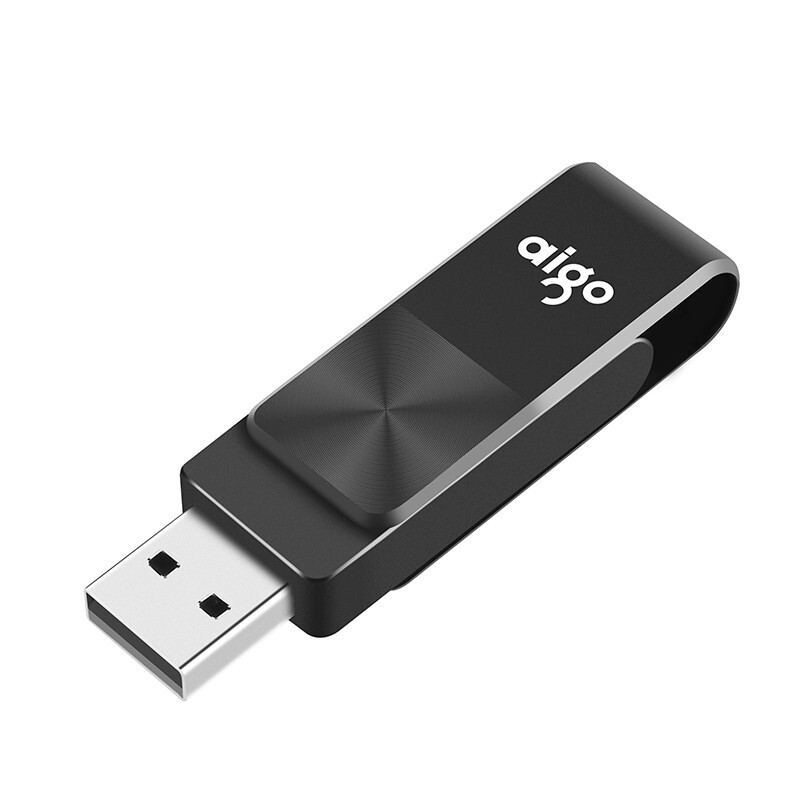 aigo爱国者16GB USB2.0 U盘 U266旋转防护 黑色 CD纹防滑设计