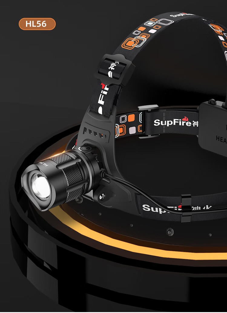神火（supfire）HL56强光灯运动头灯伸缩变焦头灯强光远射高亮头戴式户外大功率调焦头灯电池可拆
