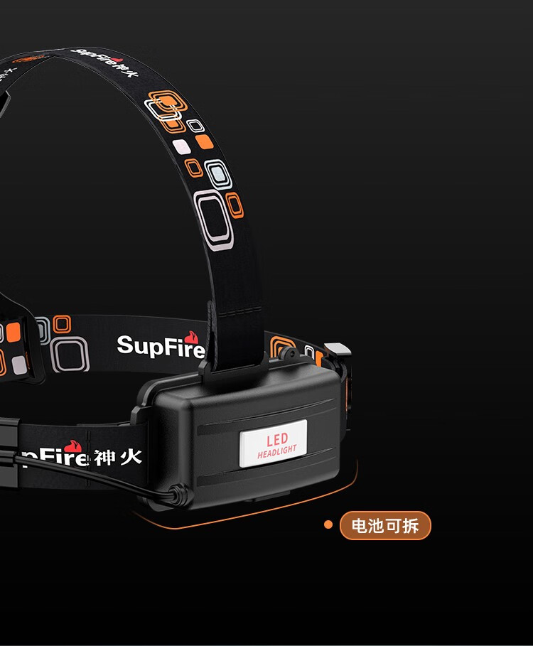 神火（supfire）HL56强光灯运动头灯伸缩变焦头灯强光远射高亮头戴式户外大功率调焦头灯电池可拆