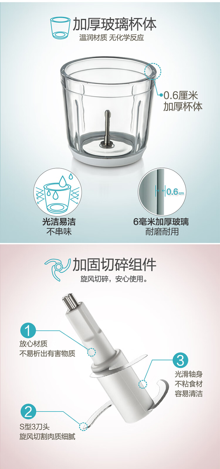 小熊（Bear）辅食机   QSJ-B02R1单刀 绞肉机 婴儿辅食机 宝宝迷你电动家用多功能料理机 0.6L细腻辅食