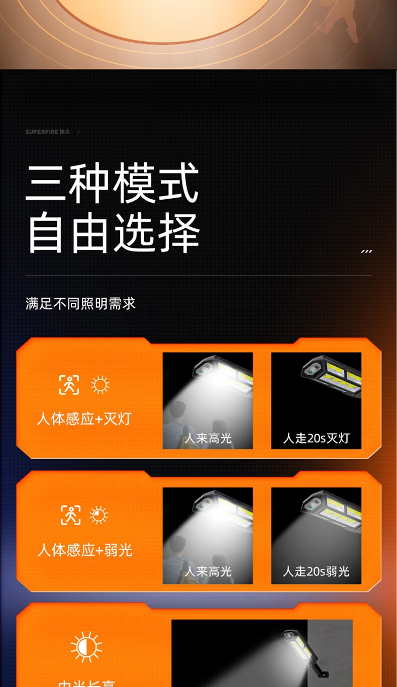 神火（Superfire）太阳能户外灯庭院人照明亮防水一体式路灯FF9-A