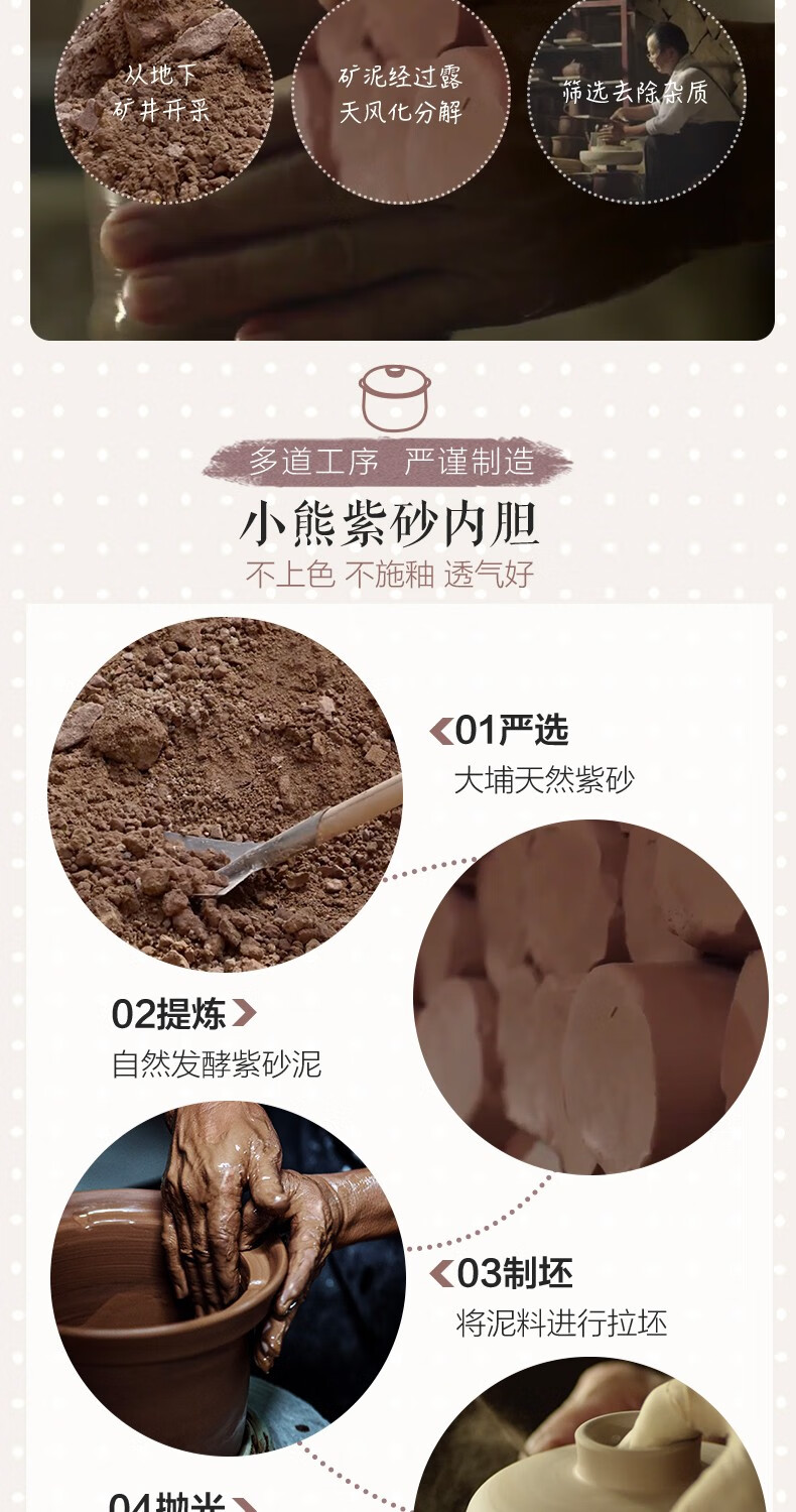 小熊（Bear）电炖锅  DDG-D20N1 紫砂锅电炖盅家用煲汤炖汤养生锅 宝宝婴儿辅食煮粥熬粥锅 2L