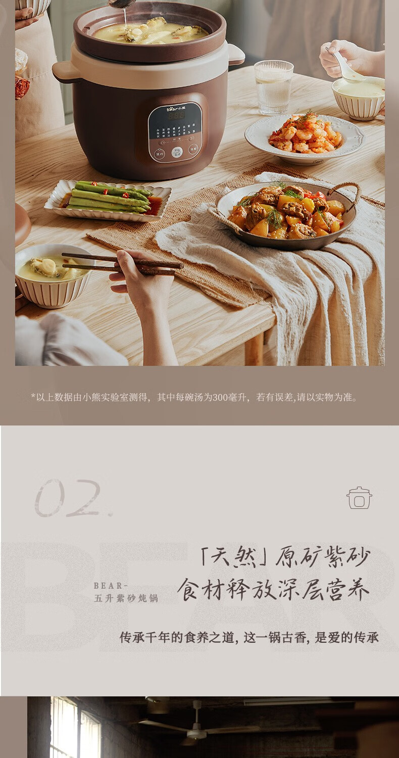 小熊（Bear）电炖锅  DDG-D50N1炖汤锅 电砂锅 紫砂锅 煮粥锅煲粥熬粥养生神器 可预约定时  5升