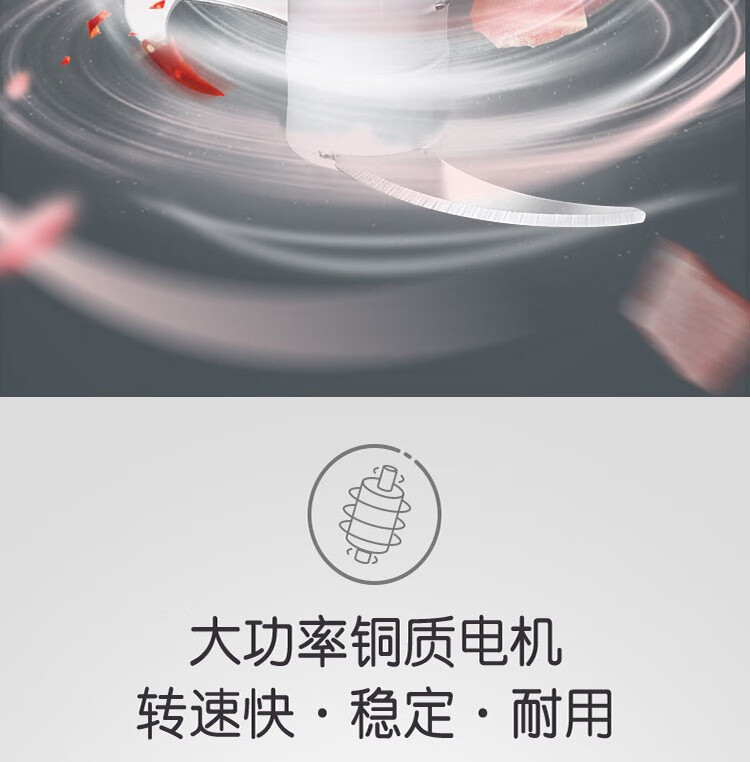 小熊（Bear）绞肉机 QSJ-C03B1家用 电动玻璃多能料理机 绞馅机  碎肉打肉机 切菜搅拌机