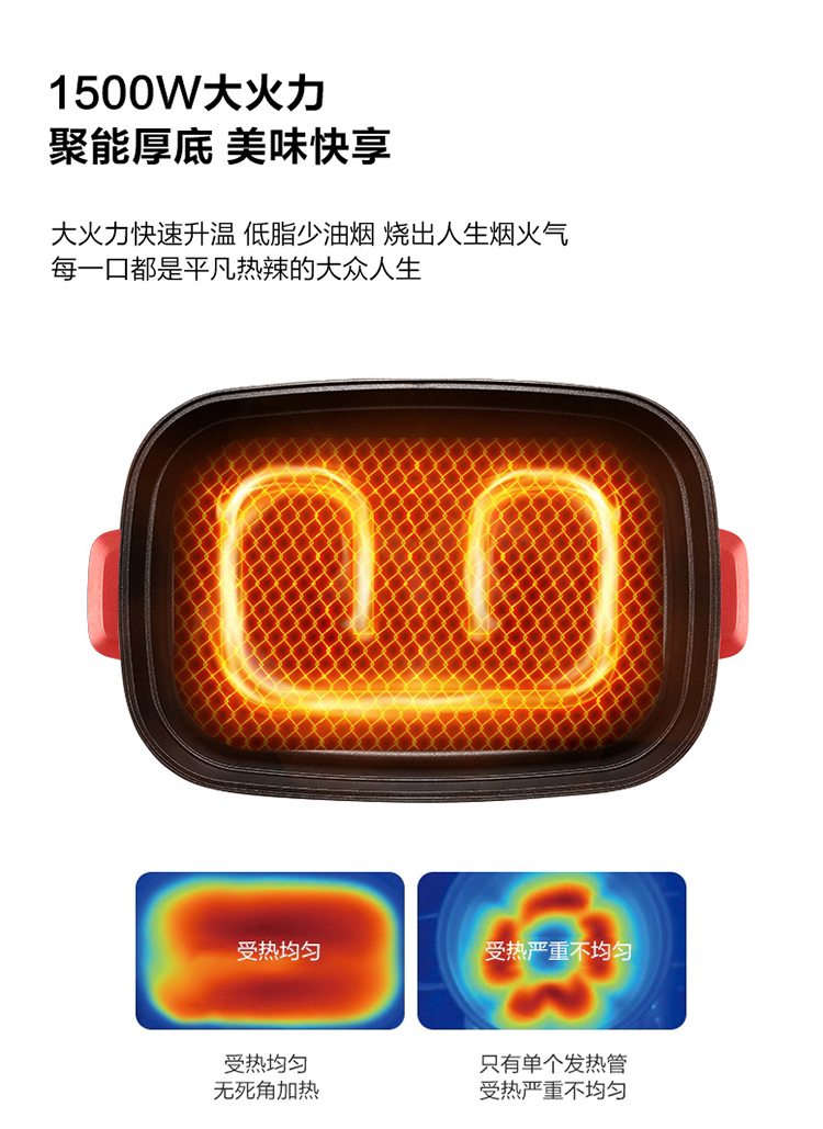 苏泊尔 SUPOR电烧烤锅电火锅家用电蒸锅 煎烤机85MM加深 多功能家用料理锅网红锅JD3424D808
