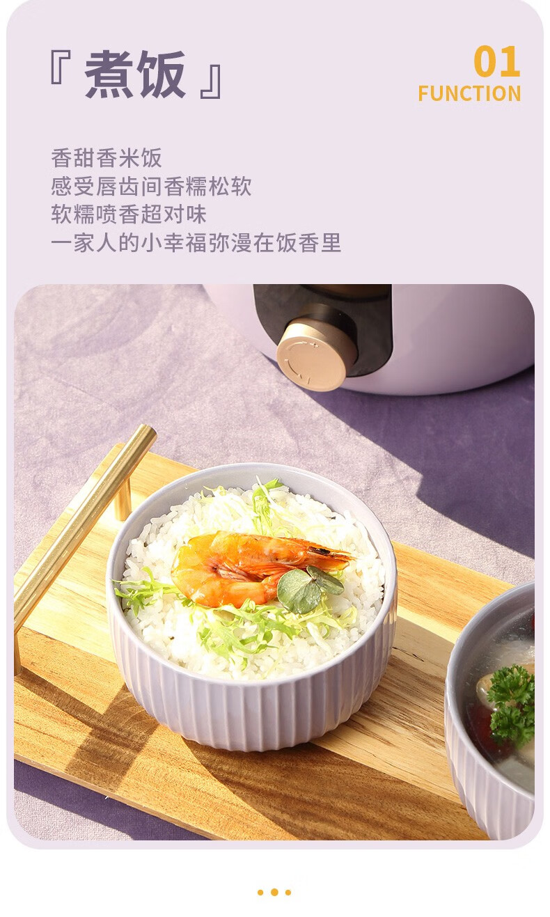 大宇（DAEWOO）电压力锅家用大容量智能高压饭煲多功能电压力锅DYYL-602浅紫色