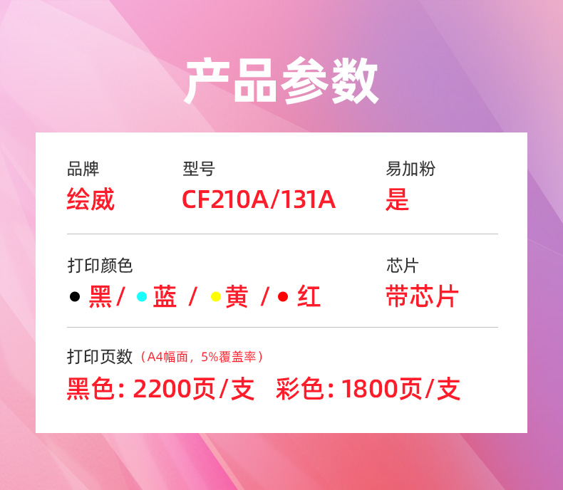 绘威CF210A 131A黑色易加粉硒鼓 适用惠普HP LaserJet M251n M276n M276nw M276fn M276fnw CB540A打印机粉盒