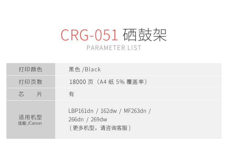 绘威CRG-051成像鼓 适用佳能Canon imageCLASS LBP162dw LBP161dn MF263dn MF266dn MF269dw打印机硒鼓 鼓架