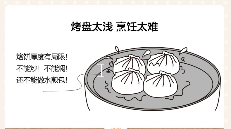小熊（Bear）电饼铛  DBC-D12C1 家用早餐加深盘 加大电烤盘 电煎锅单盘 不粘锅易清洗煎饼铛烙饼锅