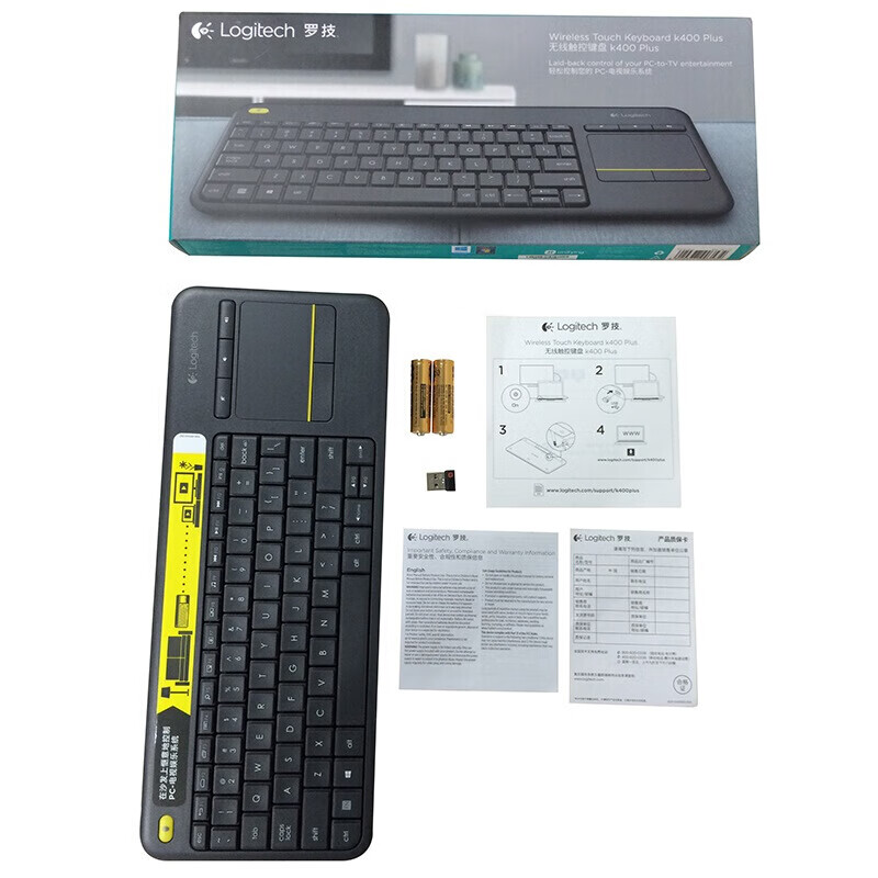 罗技（Logitech）K400 Plus 无线键盘 办公键盘 带触摸板