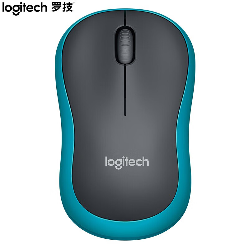 罗技（Logitech）M185鼠标 无线鼠标 办公鼠标 对称鼠标 带无线2.4G接收器 黑色蓝边