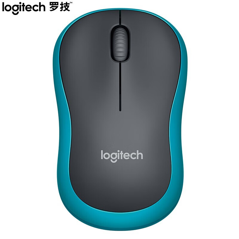 罗技（Logitech）M186无线鼠标 对称鼠标 商务办公家用鼠标 带无线2.4G接收器 黑色蓝边