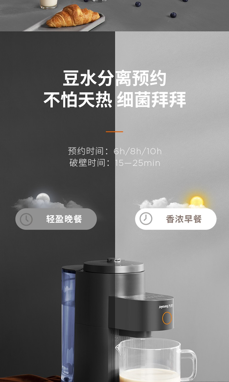九阳（Joyoung）免洗破壁机家用 低音 免手洗 高端多功能 热烘 榨汁机 豆浆机深空灰L15-Y650