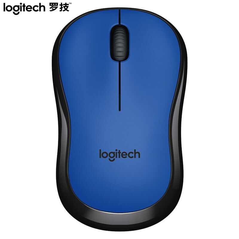 罗技（Logitech）M220 轻音鼠标 无线鼠标 办公鼠标 对称鼠标 带无线微型接收器 蓝色