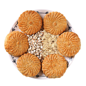 ?粮小买无糖山药薏米燕麦饼750g无糖零食饼干 粗粮杂粮代餐轻食整箱