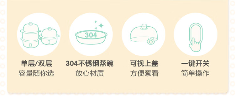 小熊（Bear）煮蛋器 ZDQ-B14Q1  迷你机蒸蛋器 自动断电 一键式 双层无不锈钢碗