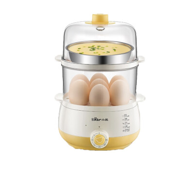 小熊（Bear）煮蛋器 ZDQ-A14R1 米黄色  双层家用蒸蛋器 早餐定时14个蛋 ZDQ-A14R1 黄色