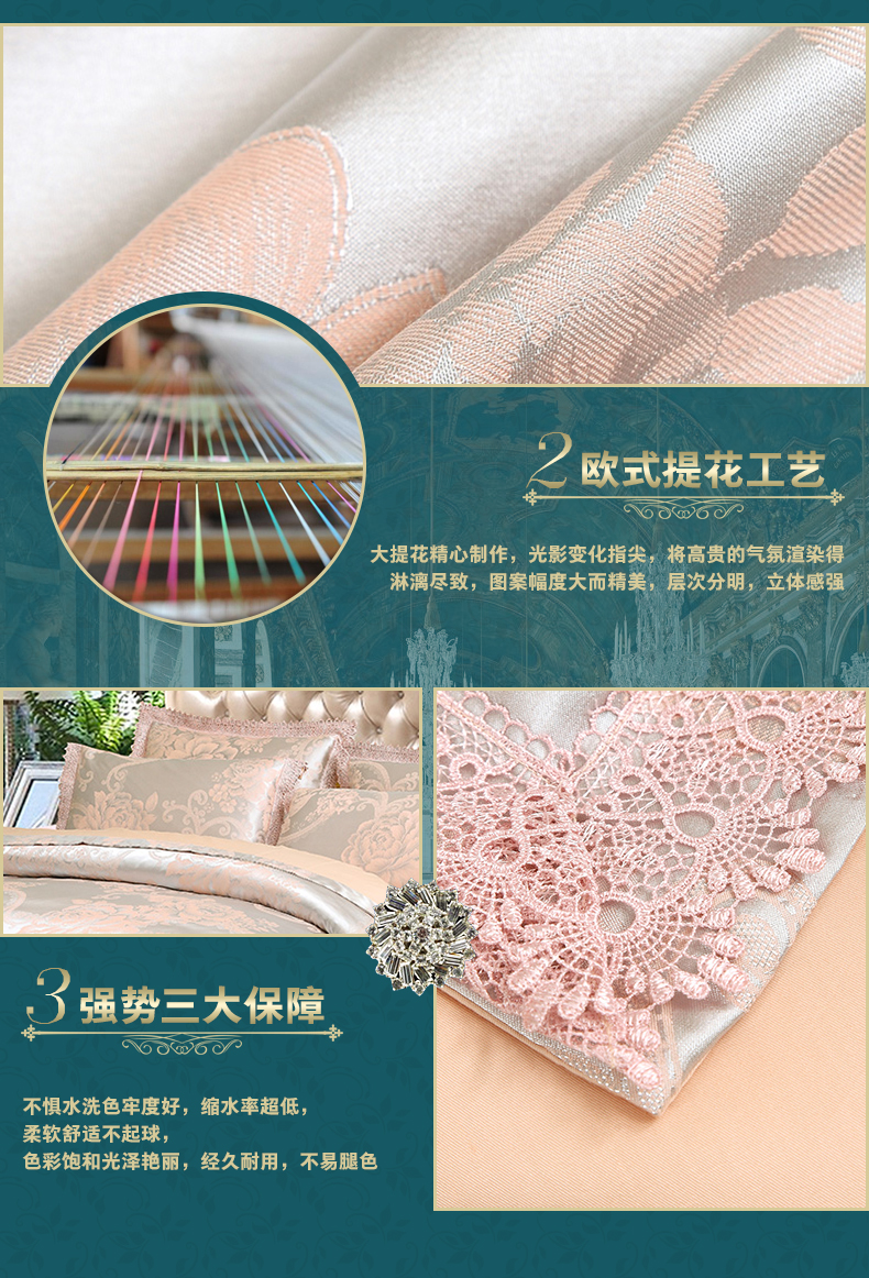 恒源祥家纺床上用品 色织提花四件套  赫本花园 1DB1613