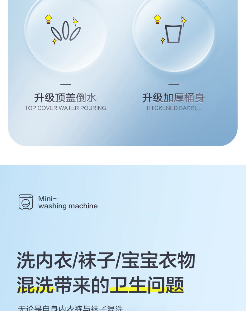 美的（Midea）内衣裤分桶洗衣机便携式洗袜子机迷你半自动家用宿舍婴儿童换桶洗衣机 MFB18-21W