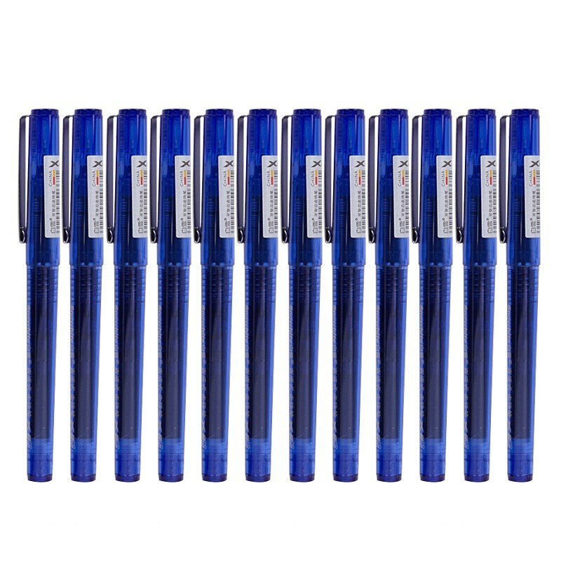 白雪(snowhite)X66直液式走珠笔全针管中性笔签字笔水笔蓝色0.5mm12支/盒