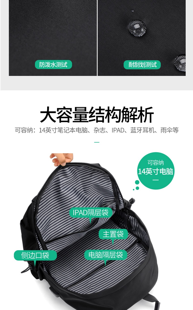 恒源祥 学院风高档高端电脑包 双肩包 HYX025XB 蓝色