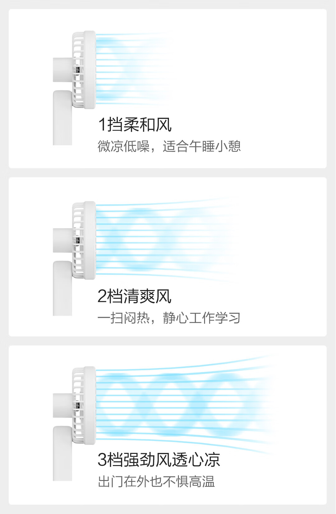 质零（Qualitell）小米有品手持电风扇F1 手持折叠迷你便携随身USB充电式电扇ZS6003 白色