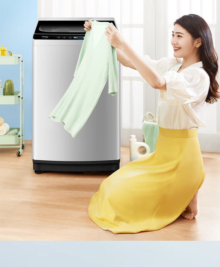 美的（Midea）波轮洗衣机全自动 10公斤免清洗 快净双水流 智能家电 快净系列 MB100V51WQCH