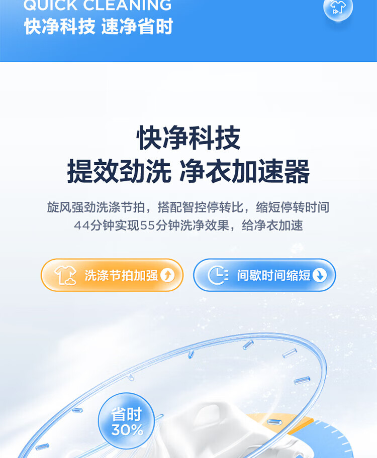美的（Midea）波轮洗衣机全自动 10公斤免清洗 快净双水流 智能家电 快净系列 MB100V51WQCH