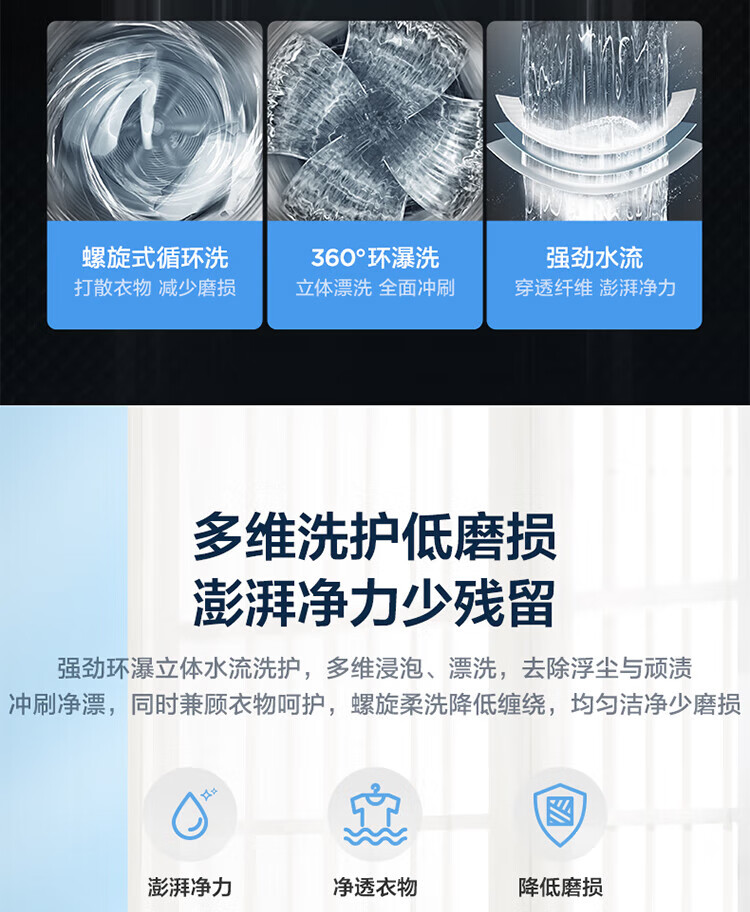 美的（Midea）波轮洗衣机全自动 10公斤免清洗 快净双水流 智能家电 快净系列 MB100V51WQCH