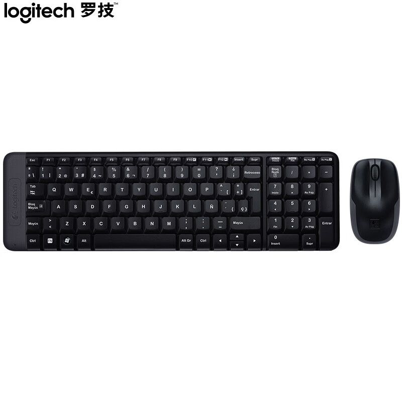 罗技（Logitech）MK220 键鼠套装 无线键鼠套装 办公键鼠套装 带无线2.4G接收器 黑色