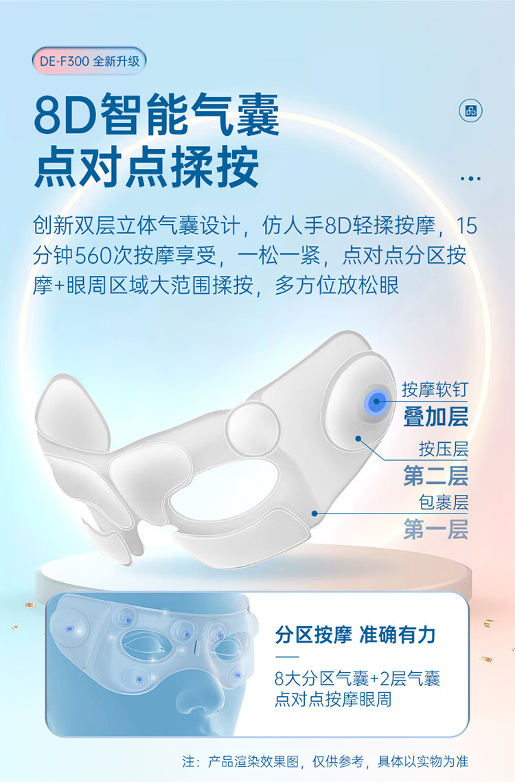迪斯（Desleep）按摩器眼睛眼部按摩仪DE-F300护眼仪蓝牙眼保仪热敷眼罩