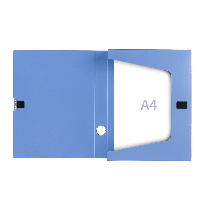 得力 (deli) 粘扣档案盒 A4文件资料收纳盒 办公用加厚资料盒 背宽3.5cm 5602 蓝色12只装